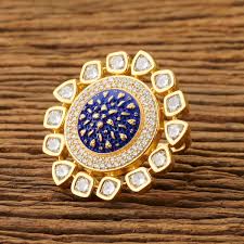 Unniyarcha Centre Pearl Gold Plated Kundan Ring